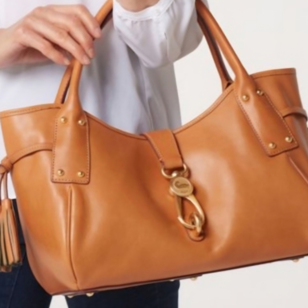 🤎🤍🤎 Dooney & Burke Satchel Elegant Brown Leather Handbag🤎🤍🤎 - Picture 15 of 16